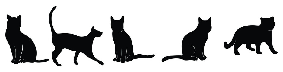 Silhouette Cat Set on white background