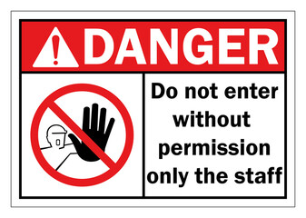 no entry sign allowed only staff vector illustration - obrazy, fototapety, plakaty