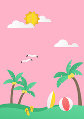Fototapeta na wymiar Summer vector illustration of tropical plants.