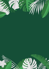 Vector illustration of tropical plants on a green background.