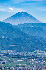 Fototapeta na wymiar 山梨県の甲府盆地と富士山