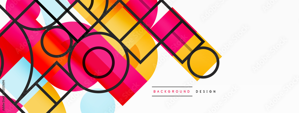 Aufkleber minimal geometric abstract background. circle square and triangle design. trendy techno business tem