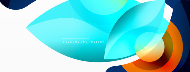 Abstract background with color geometric shapes. Beautiful minimal backdrop with round shapes circles and lines. Geometrical design. Vector illustration