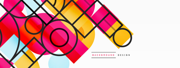 Minimal geometric abstract background. Circle square and triangle design. Trendy techno business template for wallpaper, banner, background or landing © antishock