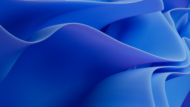 Modern 3D Design Background, with Undulating, Abstract Blue Surfaces. 3D Render.