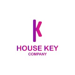 Key logo and letters in purple gradient color.