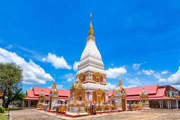 Naklejka premium Renu Pagoda of Phra That Renu temple in Renu Nakhon District, Nakhon Phanom, Thailand.