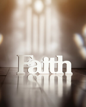 Religious Faith text on Sun Light Background
