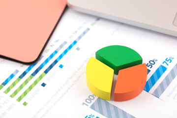 Pie chart on a laptop