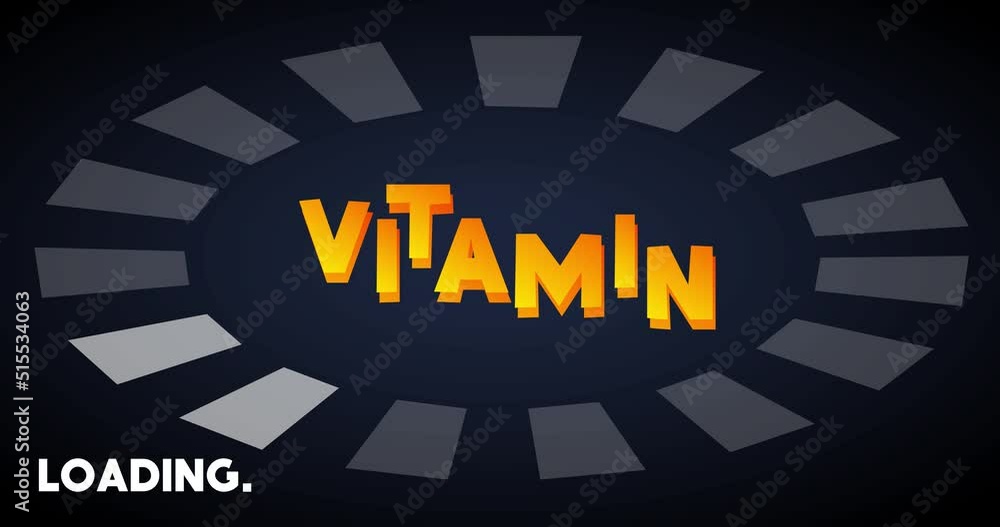 Poster vitamin text with loading, downloading, uploading bar indicator. download, upload on computer screen