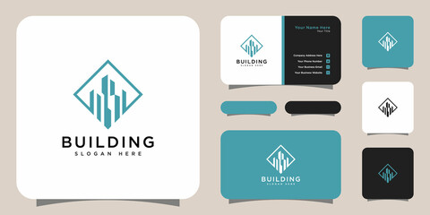 Building logo vector and business card design