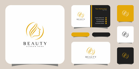 women face beauty logo vector design and business card