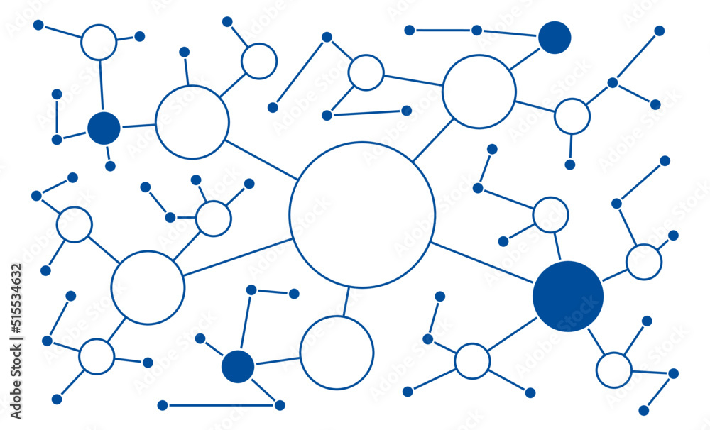 Poster Network information user connected dots and lines technology background template. Digital blockchain linked global digital database graphic vector