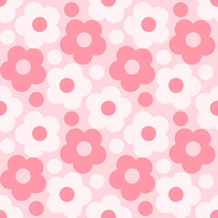 seamless pattern with pink flowers