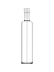 Glass bottle with blank label for branding and mock up. 3d render illustration.