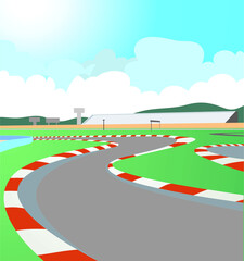 small track road for race car at day background.