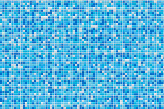 Blue tile bathroom or swimming pool mosaic texture.