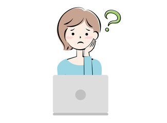 パソコン操作で悩む女性
