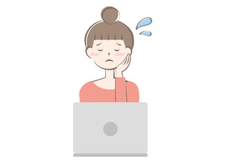 パソコン操作で困っている女性