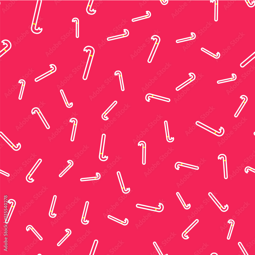 Poster line crowbar icon isolated seamless pattern on red background. vector