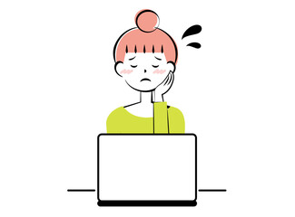 パソコン操作で困っている女性　3c