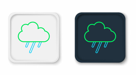 Fototapeta na wymiar Line Cloud with rain icon isolated on white background. Rain cloud precipitation with rain drops. Colorful outline concept. Vector