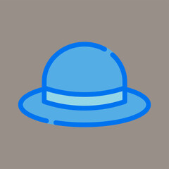 Icon, logo, vector illustration of Pamela's hat isolated on gray background. sun hat. perfect for holiday, fashion, beach, patterns and logos.