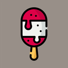 Icon, logo, vector illustration of popsicle isolated on gray background. suitable for restaurants, sweets, cafes, patterns and logos.