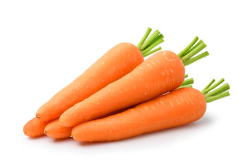 Group of fresh carrots isolated on white background. Clipping path.
