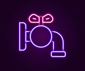 Glowing neon line Tap for a barrel icon isolated on black background. Colorful outline concept. Vector