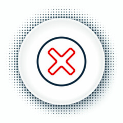 Line X Mark, Cross in circle icon isolated on white background. Check cross mark icon. Colorful outline concept. Vector