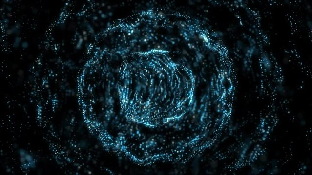 青の抽象的なデジタルの球。3DCGのテクノロジー背景