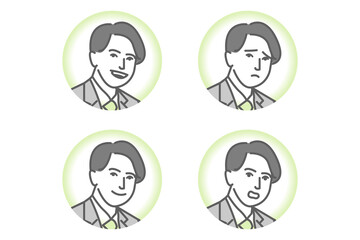 スーツ姿の日本人のビジネス向け線画のベクターアイコンイラスト