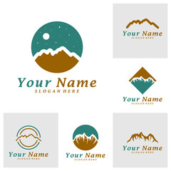 Set of Mountain Logo Design Template. Mountain logo concept vector. Creative Icon Symbol