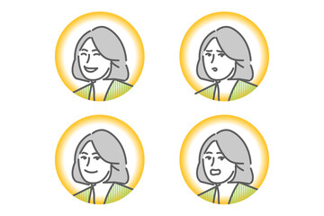 スーツ姿の日本人のビジネス向け線画のベクターアイコンイラスト