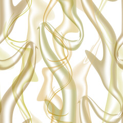 Abstract beige seamless pattern. The effect of smoke or steam. Twisted pattern, transparent in motion. Modern design. Endless background and wallpaper. For fabric and design.