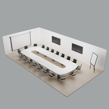 Large Meeting Room. Office Interior. 3D Illustration.