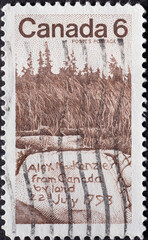 CANADA - CIRCA 1970 : a postage stamp from CANADA , showing a landscape drawing commemorating Sir Alexander Mackenzie (1764-1820) Commemoration . Circa 1970.