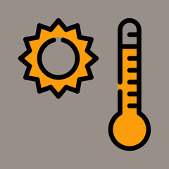 Icon, logo, vector illustration of a thermometer isolated on a gray background. suitable for medical, weather, patterns, designs and logos.