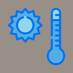 Icon, logo, vector illustration of a thermometer isolated on a gray background. suitable for medical, weather, patterns, designs and logos.