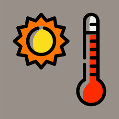 Icon, logo, vector illustration of a thermometer isolated on a gray background. suitable for medical, weather, patterns, designs and logos.