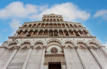 San Michele in Foro, facade of a church in Lucca, Italy