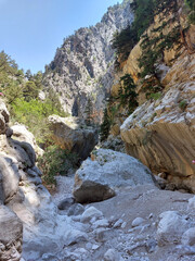 Beldibi river canyon, dry river bed. Mountain landscape. Sight of Beldibi village, Kemer, Turkey, Turkiye.