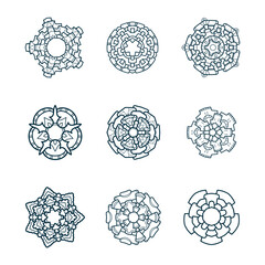 floral circle with ornament vector background set
