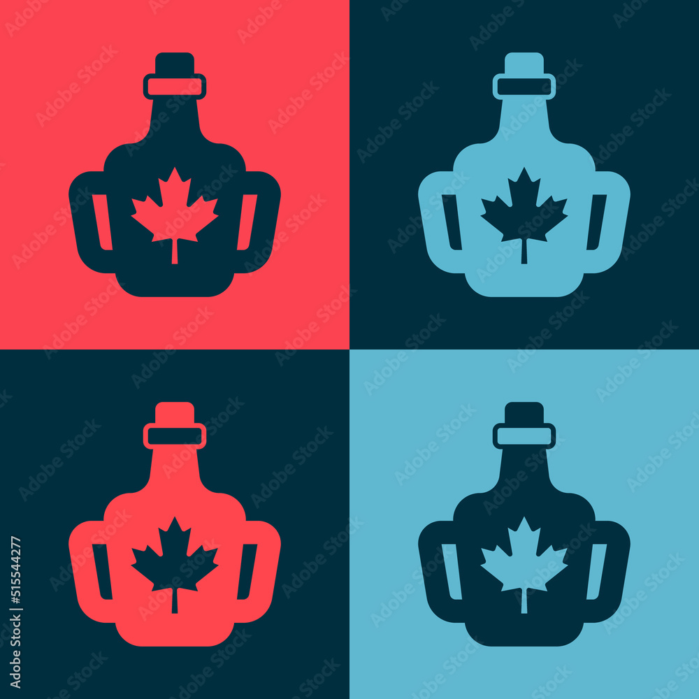 Poster pop art bottle of maple syrup icon isolated on color background. vector