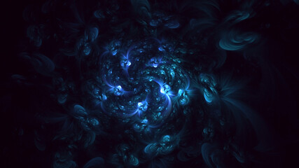 3D rendering abstract blue fractal light background