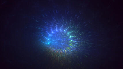 3D rendering abstract blue fractal light background