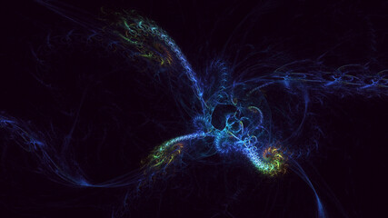 3D rendering abstract blue fractal light background