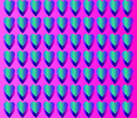 Blue-violet heart-shaped texture embossed shape on pink background.