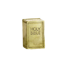 Watercolor Holy Bible. Hand drawn religious element.